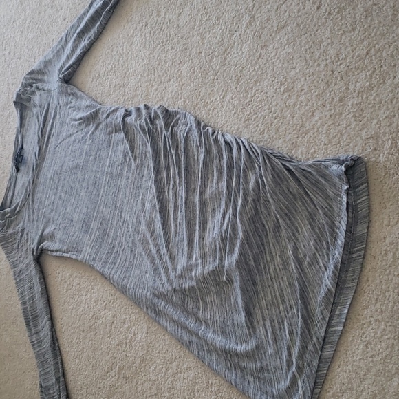 Banana Republic XS Soft Rayon Midi Gray Dress with Asymetrical Side Ruching - Picture 7 of 9